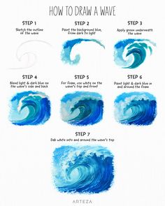 how to paint a wave step by step