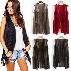 Top Seller for Tassels Fringed Vest Fashion Women Boho Cardigan Ethnic Suede Ethnic Sleeveless, Women's Coats, Jackets & Vests Hippy Fancy Dress, Suede Fringe Vest, Chaleco Casual, Vest Cardigan, Chapeau Cowboy, Fringe Vest, Suede Vest, Hippie Costume, Cardigan Vintage