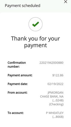 an iphone screen with the text, thank you for your payment form and check mark