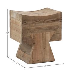 a wooden stool with measurements for the seat