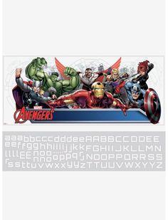 the avengerss font and numbers are shown