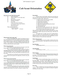 the cub scout information sheet is shown