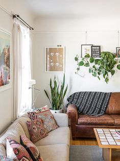 a living room filled with furniture and plants