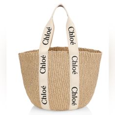 Nwt Chloe Woody Large Tote Is Made From Beige Raffia. - Chloe Logo - 2 Long Handles - 1 Spacious Main Compartment - Measurements: - Width: 11" (28 Cm) - Height: 18.9" (48 Cm) - Depth: 11" (28 Cm) - Strap Drop: 9.1" (23 Cm) - Made In Italy - Comes With A Dust Bag. - Designer Sku Number: Chc23as380l18 - Designer Color: 101 Small Designer Bags, Chloe Logo, Leather Bag Design, Basket Tote, Woven Raffia, Handbag Outlet, Chloe Bag, Basket Bag, Designer Handbag