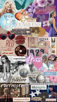 a collage of various images with different colors and designs on them, including the word love