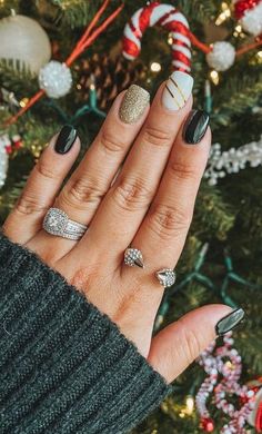 Get ready to sleigh the holiday season with these stunning shiny Christmas nail designs! From glittery reds to sparkling greens, these festive nails will add the perfect touch to your holiday look. #HolidayNails #ChristmasNails #NailArt #FestiveFingers #SparklingSeason #GlitterGoals #NailInspo #WinterWonderland #NailDesigns #HolidayGlam Mail Inspiration, Glitter Gradient Nails, Christmas Nail Colors, Christmas Tree Nails, Candy Cane Nails, Nail Colors Winter