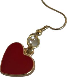 Red Heart-shaped Single Earring, Single Red Heart-shaped Earring, Red Heart Single Earring For Valentine's Day, Valentine's Day Heart-shaped Single Earring, Red Single Heart Earring For Valentine's Day, Red Double Heart Pierced Jewelry, Valentine's Day Red Pierced Jewelry, Red Pierced Jewelry For Valentine's Day, Valentine's Day Single Heart Pendant Earring