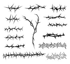 a set of different barbed wire designs on a white background stock photo - budget conscious