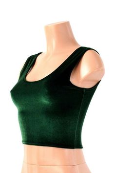 "This item is made to order, please read all the way through the listing before purchasing! This crop top is made of buttery soft, super stretchy and plush velvet. Not the cheap and itchy velvet panne, this lycra velvet is super lux! It features a low scoop neckline in front and back, and fits like a glove. TOP LENGTH: Underarm to hemline measures 8\" Womens Sizing (See below for instructions on where measurements should be taken) XXS: Bust 29\"-30\" / Waist 22\"-23\" / Hips 30\"-32\" Extra Smal Glove Top, Burning Men, Velvet Tank, Green Crop Top, Velvet Crop Top, Summer Crop Tops, Long Crop Top, Crop Top Sweater, Stretch Velvet