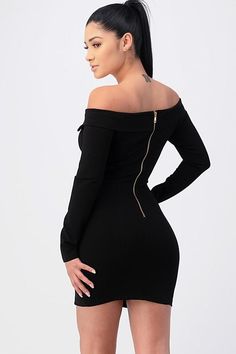 Best First Double Button Dress -Black - Classic Chic Couture™ Black Off Shoulder, Button Dress, Long Sleeve Mini, Pocket Detail, Long Sleeve Mini Dress, Black Media, Dress Skirt, Off Shoulder, Beautiful Dresses