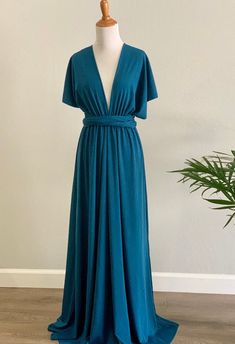 Teal Blue Infinity Dress/ Wrap Convertible Bridesmaid Dress Blue Infinity Dress, Infinity Dress Styles, Pregnant Bridesmaid, Convertible Bridesmaid Dress, Crushed Velvet Dress, Perfect Bridesmaid Dress, Infinity Dress, Spandex Dress, Dress Wrap