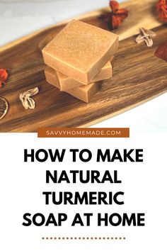 Tumeric soap is all the rage now. But it always bothers me when I see one of these DIY soap recipes and it’s a bright orange color. That’s definitely not natural. So I thought I’d come on here and show you how to make turmeric soap that’s all-natural and what it should look like. Tumeric Soap Recipes Diy, Turmeric Body Scrub Diy, Orange Soap Recipe, Turmeric Soap Recipe, Bath Products Diy, Natural Soap Colorants, Diy Natural Beauty Recipes, Natural Soaps Recipes, Cold Process Soap Recipes