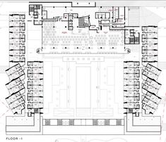 an architectural drawing shows the floor plan for a building with multiple floors and several balconies