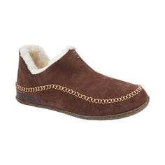 Take it easy in the Sorel� Manawan II Slippers for Men. Supple suede uppers paired with cozy fleece linings trap body heat to keep feet and toes warm on chilly mornings or evenings around the house. Removable molded EVA footbeds with fleece covers cushion and support for cloud-like comfort underfoot. Nonslip rubber outsoles keep you surefooted indoors and out. The Sorel Manawan II Slippers for Men are a must-have for fall and winter. Height: 3.75". Imported. Manufacturer style #: 1869751.    Sup Slippers For Men, Moccasins Style, Suede Slippers, Slippers Cozy, Take It Easy, Mens Shoes Boots, Hush Puppies, Slipper Shoes, Body Heat