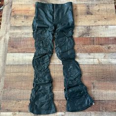 Maniere De Voir Tacked Vegan Leather Flared Trousers In Green -16 Fitted High-cut Leg Bottoms For Fall, Fitted High-cut Leg Pants For Fall, Flared Trousers, Flare Trousers, Trouser Pants, Bottoms Pants, Boot Cut, Pant Jumpsuit, Vegan Leather