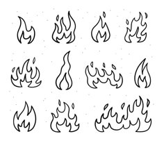 the different fire symbols are drawn in black and white