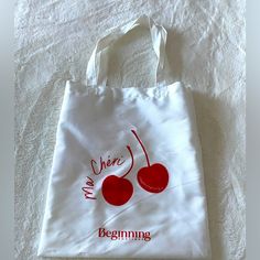 Ma Chri Tote Bag From Beginning Boutique Cool Tote Bag Design, Cherry Tote Bag, Cherry Cola, Beginning Boutique, Tote Bag Design, Womens Tote Bags, Red White, Bags Designer, Red And White