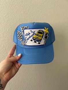 This cute trucker style hat is the perfect gift! Very unique patch style trucker hat! Snag one for you or a friend! 😊 PLEASE NOTE that the size of patches & placement may slightly differ than the hat pictured. My patches are sourced from multiple different places & may not always be exactly as shown but I do my best to keep them as close as possible  **Listing is for HAT ONLY ❤ CUSTOM: We're happy to create something custom for you! Please just send a message with your idea & we will work toget Trucker Cap One Size Fits Most, One Size Fits Most Trucker Hat, Trucker Mini Hat With Curved Brim, Trucker Hat As A Gift, Gift Trucker Hat With Curved Bill, Trucker Hat With Curved Bill As Gift, Trucker Hat With Flat Bill As Gift, Trucker Hat As Gift, Curved Bill Trucker Hat As Gift