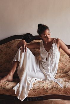 Ciao Lucia Serena Dress Cream Vintage Vogue Photography, Vintage Getting Ready Outfits, White Silk Dress For Sleep, Summer Sleeveless Silk Nightgown, Sleeveless Silk Nightgown For Summer, Cream Elegant Sleep Dress, Sleeveless Bias Cut Summer Nightgown, White Silk Sleep Dress, Elegant Cream Sleeveless Nightgown