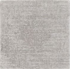 a gray and white rug with wavy lines