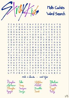 the word search page for struffs kids's wordsearch, which includes letters