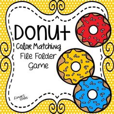 donut color matching file folder game with four doughnuts in the middle and two on each side