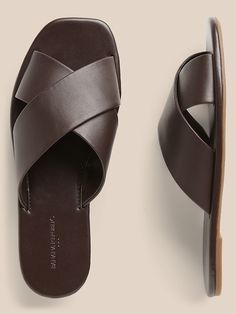 Crossover Slide | Banana Republic Factory Summer Capsule Wardrobe, Footbed Sandals, Banana Republic Factory, Strap Tops, Summer Essentials, Slide Sandals, Low Heels, Slip On Sandal, Heeled Mules