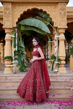 Red resham, sequins, cutdana, kundan & zardosi embellished raw silk skirt & top paired with organza scallop edged and butti embroidered dupatta.From Chamee and Palak's The Romantics collection.DELIVERY TIMEPlease allow 8-12 weeks for your outfit to arrive.FABRIC DETAILSRaw Silk, OrganzaProfessional cleaning only. The Romantics, Embroidered Dupatta, Change Image, 12 Weeks, Silk Skirt, Raw Silk, Scalloped Edge, Skirt Top, Body Measurements