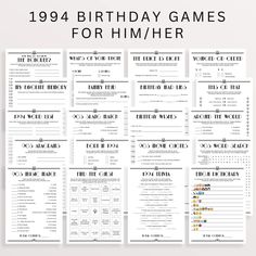 the 1994 birthday games for him / her