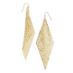 Color: Gold Kite Earrings, Light Earrings, Feather Light, Mesh Design, Fine Jewellery Earrings, Up Hairstyles, Gold Plating, Made In The Usa, Step Up