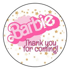 a baby shower sticker with the words thank you for coming in pink and gold stars