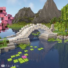 Minecraft Oasis Build, Cobblestone Bridge Minecraft, Small Simple Minecraft Builds, Minecraft Dog Bed Designs, Cherry Blossom Bakery Minecraft, Fairytail Minecraft Builds, Gothic Village Minecraft, Minecraft Business Building, Arch Bridge Minecraft