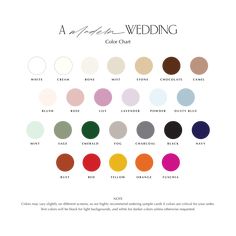 a wedding color chart with different colors