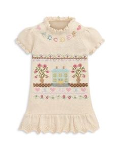 Ralph Lauren Girls' Cotton Intarsia Knit Sweater Dress - Baby Ralph Lauren Girl, Floral Print Sweater, Irish Baby, Swimsuit Cover Up Dress, Linen Pajamas, Ralph Lauren Kids, Vintage Ralph Lauren, Jacquard Knit, Knit Sweater Dress