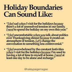 a poster with the words holiday boundariess can sound like