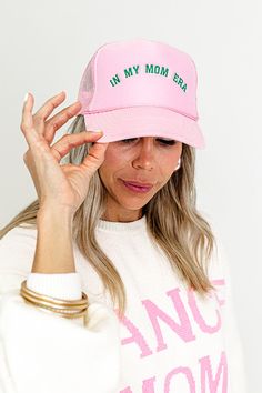 -Fun embroidered lettering " In My Mom Era " -Seamless foam front panel with breathable mesh backing -Adjustable snap closure Mom Trucker Hats, In My Mom Era, Embroidered Lettering, Mom Era, Impressions Online Boutique, Adidas Originals Women, Adidas Gazelle, Comfy Fits, Comfy Outfits