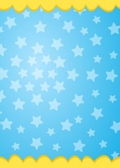 a blue and yellow background with white stars