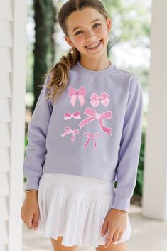 shop the mint boutique, clothing for tween girls, trendy online boutique Purple Graphic, Your Girl, Lavender Purple, Crew Neckline, All The Colors, So Cute, To Look, Looks Great, Custom Made