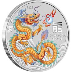 the chinese dragon is depicted in this silver coin