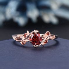 DETAILS: - Material : 925 Sterling Silver (Hypoallergenic, Nickel Free, Tarnish Resistant) 10/14/18k white/rose/yellow gold...), platinum - Main stone : flower natural garnet - Accent Stone : natural garnet AFTER-SALE SERVICE : 30 days money-back guarantee and for any reason, you are not satisfied with your purchase, please contact me and I will quickly handle your request within 24 hours. ACCEPT CUSTOM SERVICE: 1. Accept change main stone type 2. Accept change other material : This jewelry can also be made in solid gold (including 10/14/18k white/rose/yellow gold...), platinum Please contact me if you have special requests. Thanks for your visiting! Dainty Ruby Engagement Ring, Gold Ring Red Stone, Red And Gold Ring, Red Engagement Rings, Engagement Rings Red, Red Stone Engagement Rings, Garnet Vintage Ring, Red Rose Ring, Round Garnet Ring