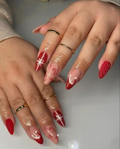 It can be anything, as long as it's holiday-themed! Christmas Present Nails, Red Christmas Nails, Cute Christmas Nails, Christmas Gel Nails, Christmas Nails Acrylic, Festival Nails, Pink Acrylic Nails, Xmas Nails, Christmas Nail Designs