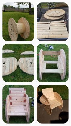 several different types of wooden furniture made out of plywood