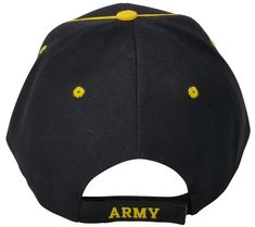 United States Army hat, quality embroidery, fits many men and some women with adjustable strap up to about 23 inch heads. Heavy duty construction. Army star emblem/logo. Black color. One size fits many men, some women. Adjustable hook and loop strap closure High Quality direct 3D Puff embroidery Higher-profile structured crown for a more distinguished appearance, 6 panel with curved standard length bill Stitched ventilation eyelets at the top to help keep your head cool and provide ventilation. Military Style Black Adjustable Trucker Hat, Adjustable Black Military Trucker Hat, Black Military Snapback Hat For Sports, Military Style Black Visor Snapback Hat, Black Adjustable Military Trucker Hat, Black Military Style Snapback For Sports, Military Style Black Adjustable Snapback Hat, Adjustable Black Military Snapback Hat, Black Adjustable Military Snapback Hat