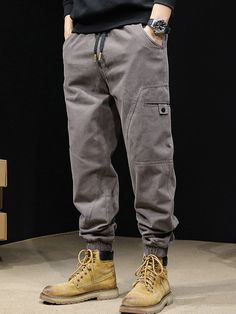 Men's Stretch Bound Feet Cargo Pants
Features：

 	Product ID:CP0075
 	Material:Cotton
 	Season:Spring,Summer,Autumn,Winter
 	Color:Black,Dark Gray,Army Green

Size Chat： Gray Casual Cargo Pants For Winter, Casual Gray Cargo Pants For Winter, Casual Cotton Work Pants For Winter, Casual Gray Winter Cargo Pants, Gray Winter Pants For Outdoor Activities, Casual Work Trousers For Winter, Gray Winter Pants For Outdoor, Casual Gray Pants For Outdoor Activities, Winter Work Pants With Pockets In Cotton