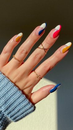 Spring Nail Art 2023, Nail Art 2023, Color Block Nails, Nails 2023, Spring Nail Art, Get Nails, Oval Nails, Spring Nail, Girls Nails