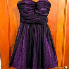 New With Tags. This Beautiful Strapless Dress Has A Rushed Top And Black Tulle Overlay. Size 3-4 So Fun And Flirty. Rushed Top, Black Tulle, Purple Black, Purple And Black, Strapless Dress, Colorful Dresses, Size 4, Diamonds, Womens Dresses