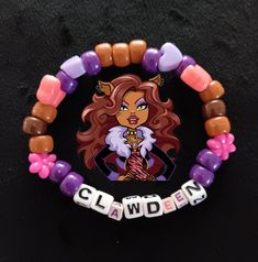 This is a Clawdeen themed Kandi Bracelet. This is perfect for fans of our favorite werewolf and ghoul. Monster High Bracelet, Clawdeen Wolf, Halloween Bracelet, Kandi Bracelets, Bracelet Ideas, Kansas City Mo, Diy For Girls, Disney Princesses, Monster High