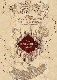 Harry Potter (Marauders Map) MightyPrint™ Wall Art MP17240259 Remus Lupin X Reader, Marauders Map Printable, Harry Potter Marauders Map, Harry Potter Poster, Anniversaire Harry Potter, Theme Harry Potter, Marauders Map, Harry Potter Drawings, Harry Potter Room