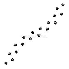 a black and white photo of an animal's paw prints on a white background