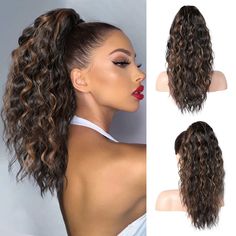 PRICES MAY VARY. ✨[Natural Looking & Blend Perfect]:Claw Clip in Ponytail Extension,Length: 18 inch/45cm, Weight: 160g/5.64oz, Length of Clip: 4inch/10cm; Material: high quality heat-resistant synthetic fibers, soft and natural like human hair. It blends beautifully and looks so thick and full. ✨[Change Your Look In An Instant]:With our jaw claw ponytail extension, you just need to open the claw comb at the top of the ponytail and clip the hair extension over your own ponytail. It takes only one Chocolate Brown With Blonde Highlights, Long Curly Wavy Hair, Clip On Ponytail, Claw Clip Ponytail, Brown With Blonde, Clip In Ponytail Extensions, Curly Wavy Hair, Vacation Birthday, Clip Ponytail